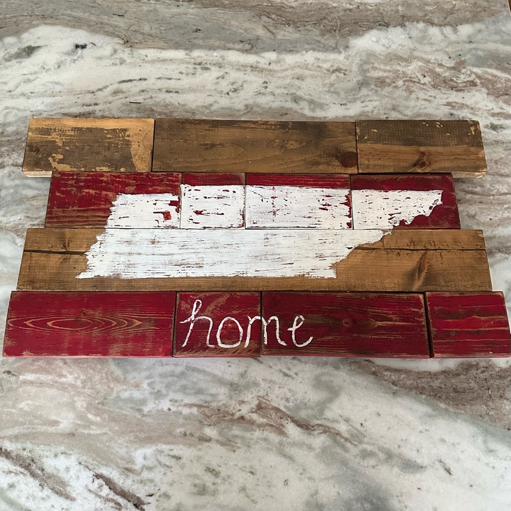 Tennessee Home State Sign - Handmade Distressed Rustic Wood Wall Art Decor